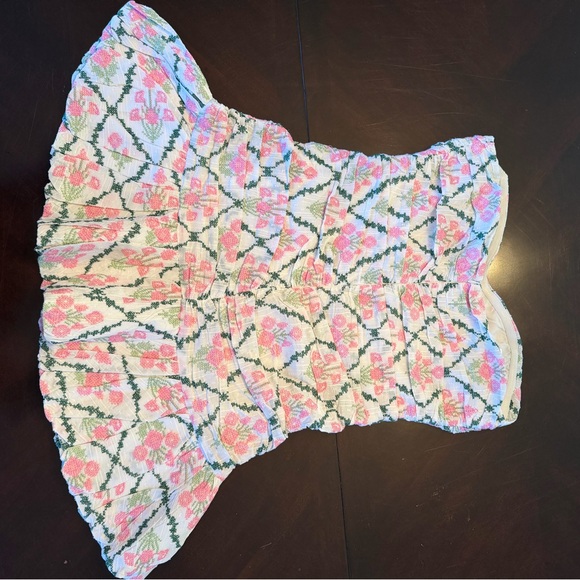 NWT Hello Molly Dance My Way White and Pink Strapless Floral Ruffle Mini Dress - Picture 5 of 7